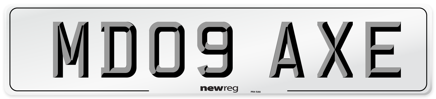MD09 AXE Number Plate from New Reg